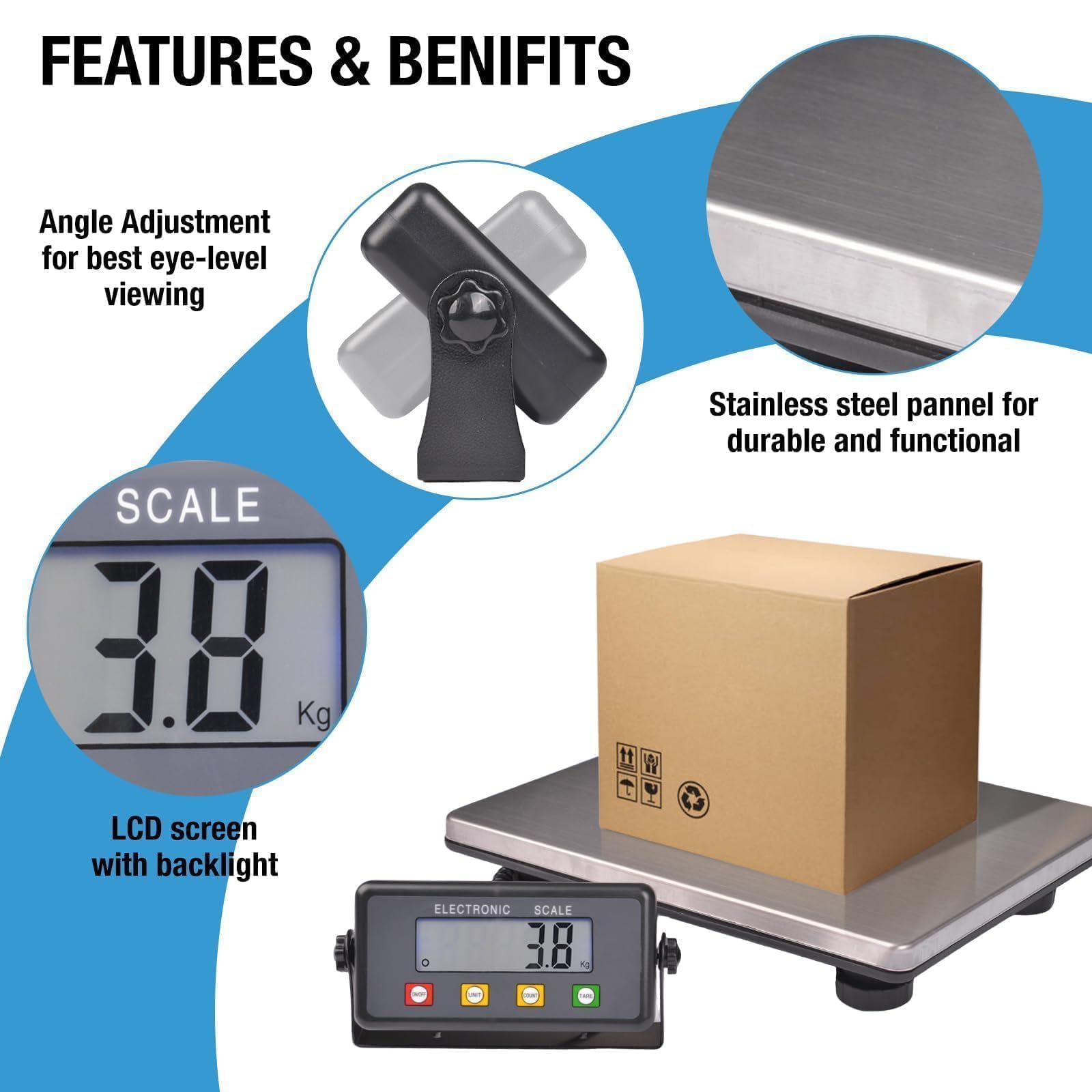 SurmountWay Large Shipping Scale 440lb 0 35oz Digital Postal Scale with Tare Count Auto-Off Function High Accurate Shipping — view 5