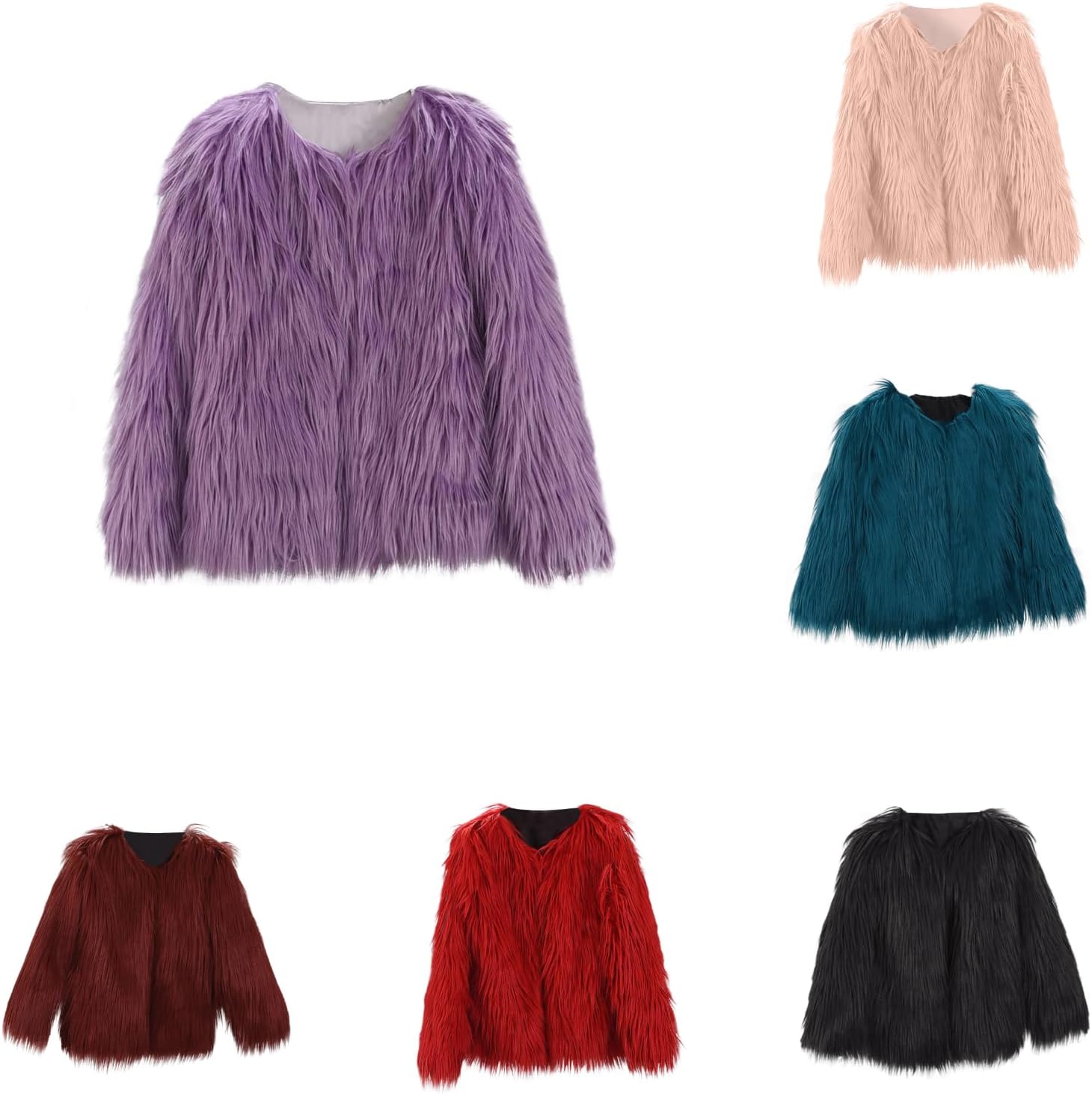 Girls Faux Furry Jacket Coat Kids Fall Winter Thick Furry Fashion Fuzzy Warm Outwear Tops Clothes