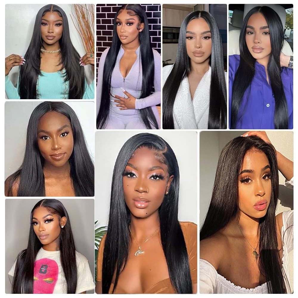 6x6 HD Lace Closure Only 0.10 mm Ultra-thin Free Part 150% Density 12A Grade HD Lace Closure Straight Human Hair Virgin Brazilian Human Hair Invisible Clear (16 Inch)