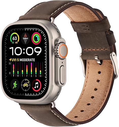 SUNFWR Correas de cuero compatibles con Apple Watch Band 1.929 in 1.772 in 1.732 in 1.654 in para hombres y mujeres, correa de repuesto de cuero