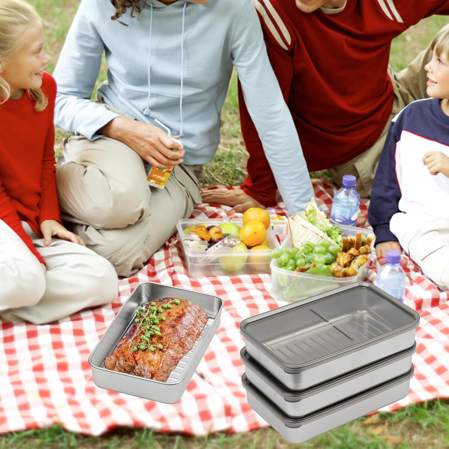 900ML 3-Piece Set Stackable Stainless Steel Food Storage Containers – Freezer & Dishwasher Safe, Ideal for Cheese, Meat, and More - Image 4