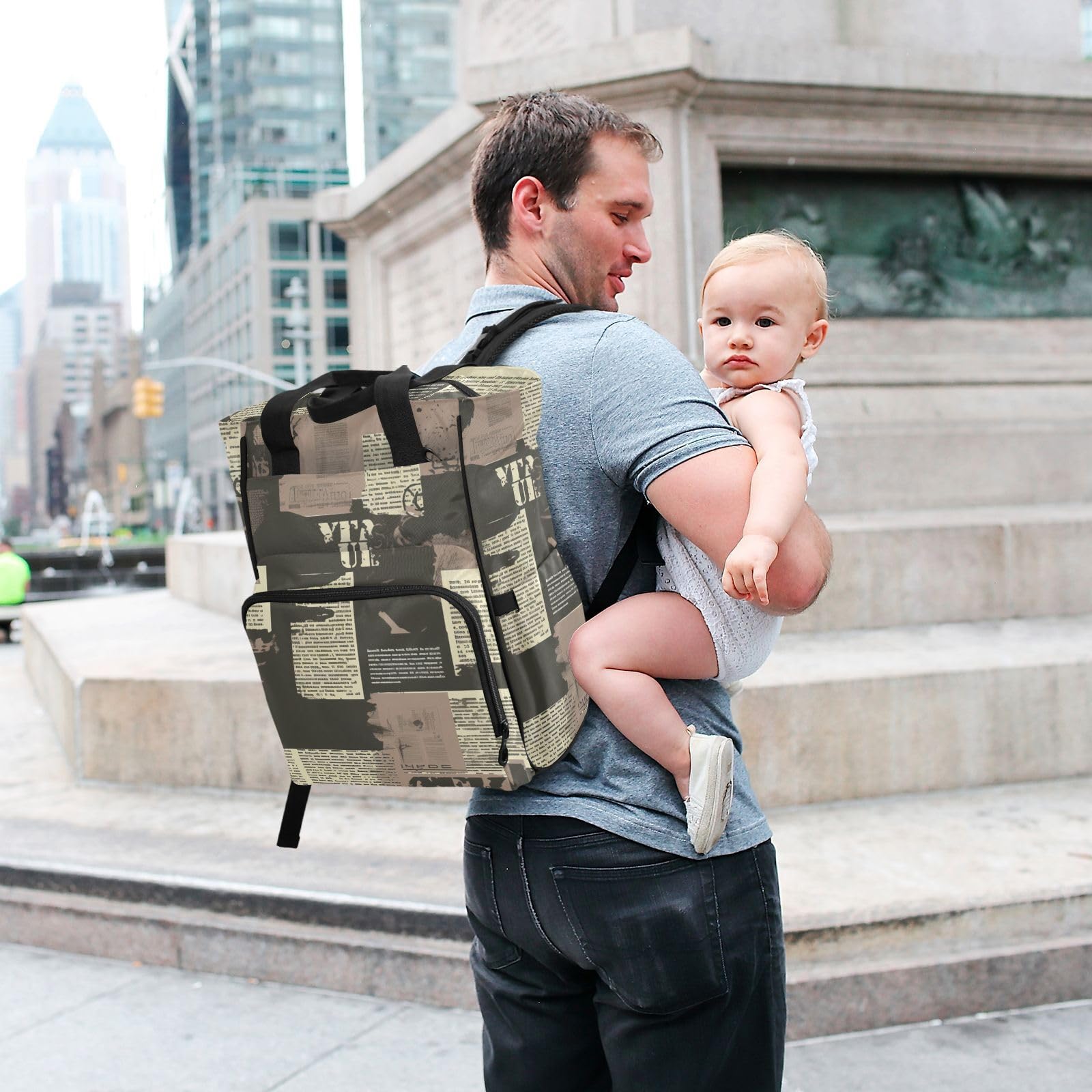 Bolsa de pañales para bebé, niña, niño, papá, mamá, diseño retro de