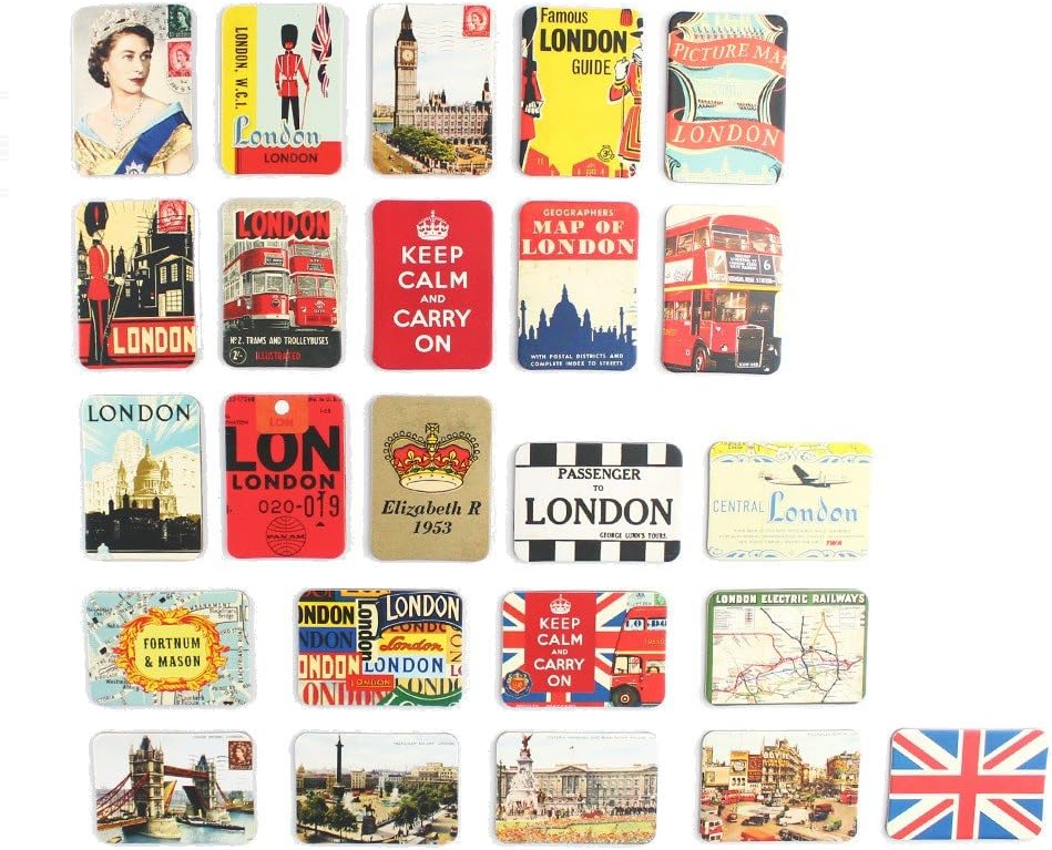 Dycica London Refrigerator Magnets Set of 24 United Kingdom England Souvenirs Magnetic Fridge Magnet Home Decoration Accessories Arts Crafts
