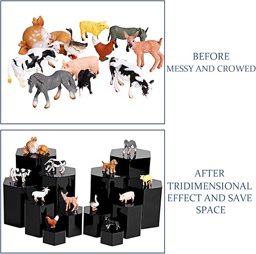 Miniatura 5 de Elevadores hexagonales de exhibición de joyas, soportes elevadores hexagonales de acrílico, soporte de exhibición de joyas acrílicas para