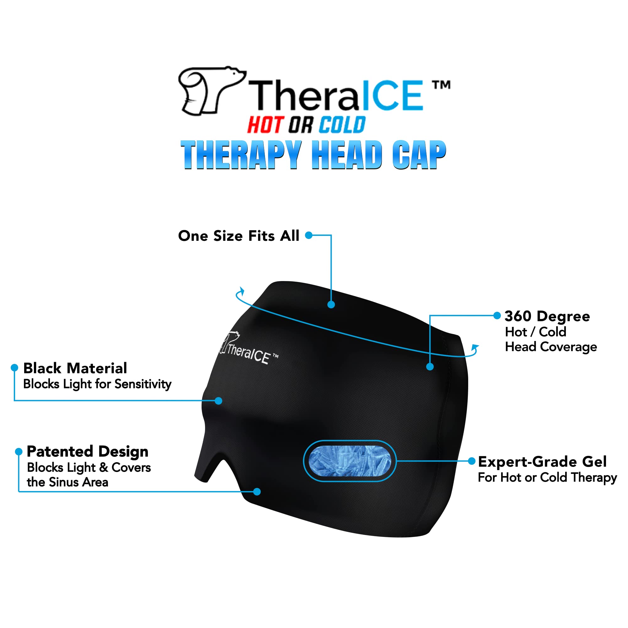 Migraine Relief Cap, Soothing Headache Ice Pack Mask