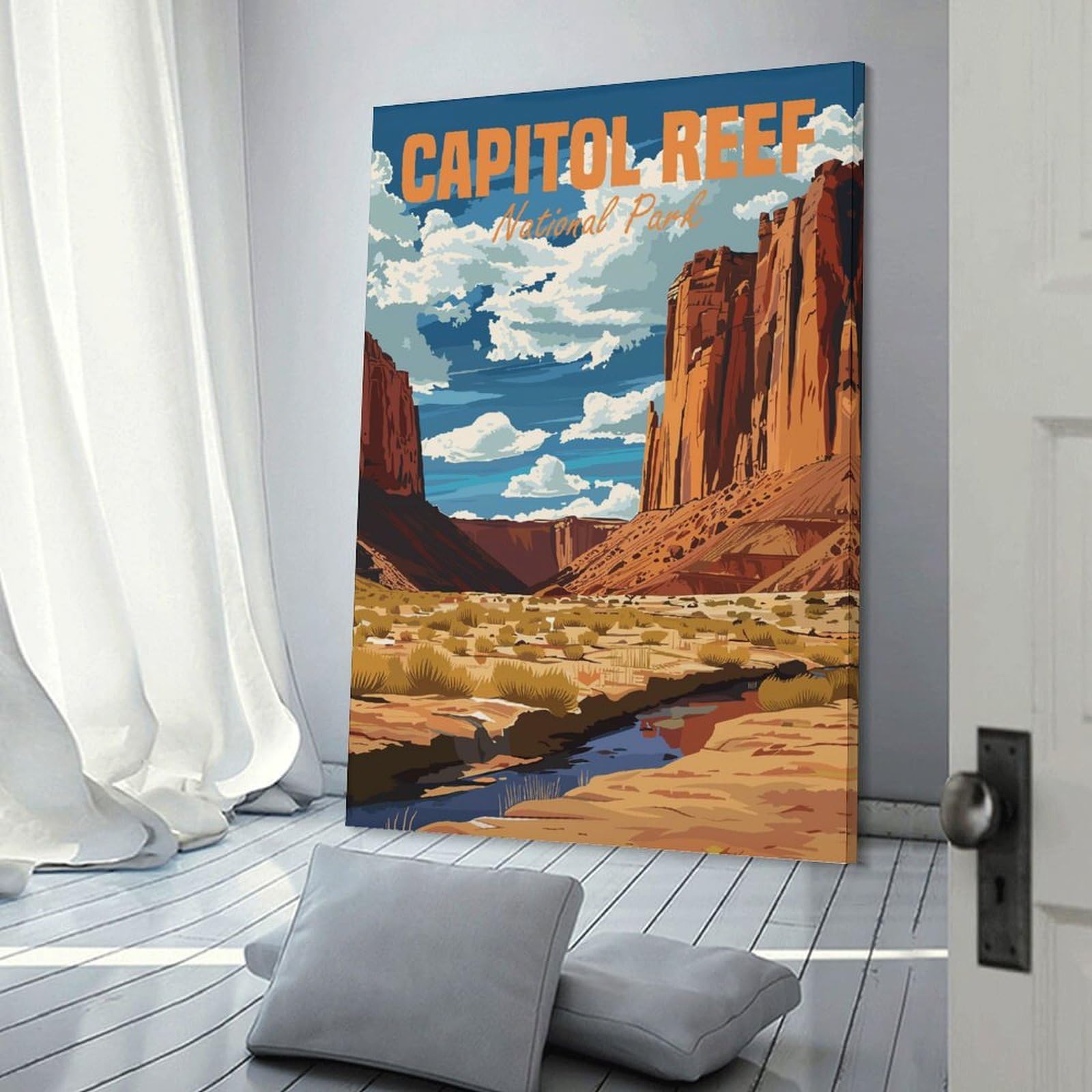 Junmoney Wall Decor Canvas Print Capitol Reef National Park, 24x36inch(60x90cm), for Bedroom Walls, Guest Spaces Or Lounges, Decorative Wall Art for Cosy Rooms