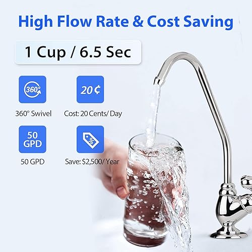 Miniatura 4 de PureDrop RTW5AK-UV Sistema de filtración de agua potable de ósmosis inversa RO con Remineralización alcalina y filtro UV sistema de filtro de agua