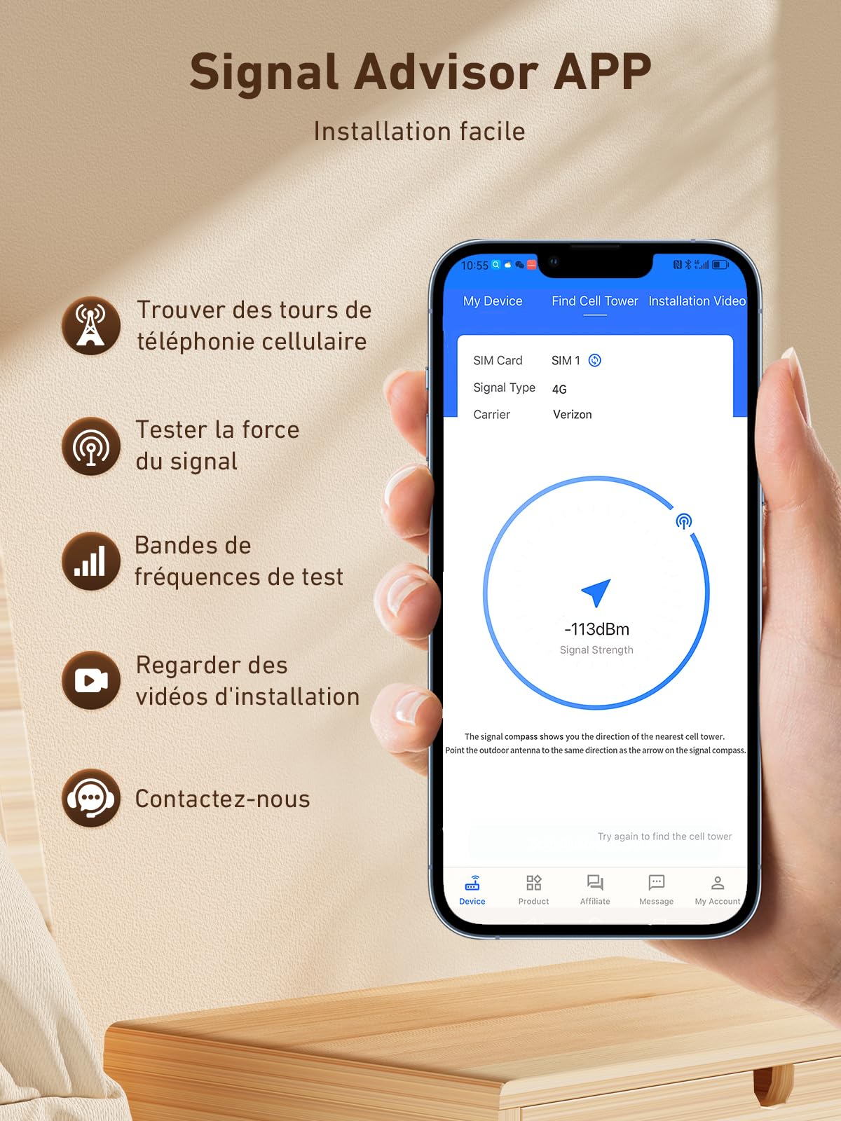 Amplificateur 5G 4G LTE 3G GSM sur la Bande 1, 3, 7 et 8 pour la Maison, pour Orange SFR Free Bouygues Télécom et Plus, Amplificateur Reseau Mobile avec Antenne Omnidirectionnelle