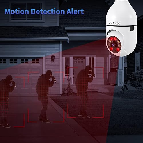 Miniatura 5 de WAKADO Foco inalámbrico cámara de seguridad 1080P 360 grados de inclinación panorámica inalámbrica reflector visión nocturna con reflector detección