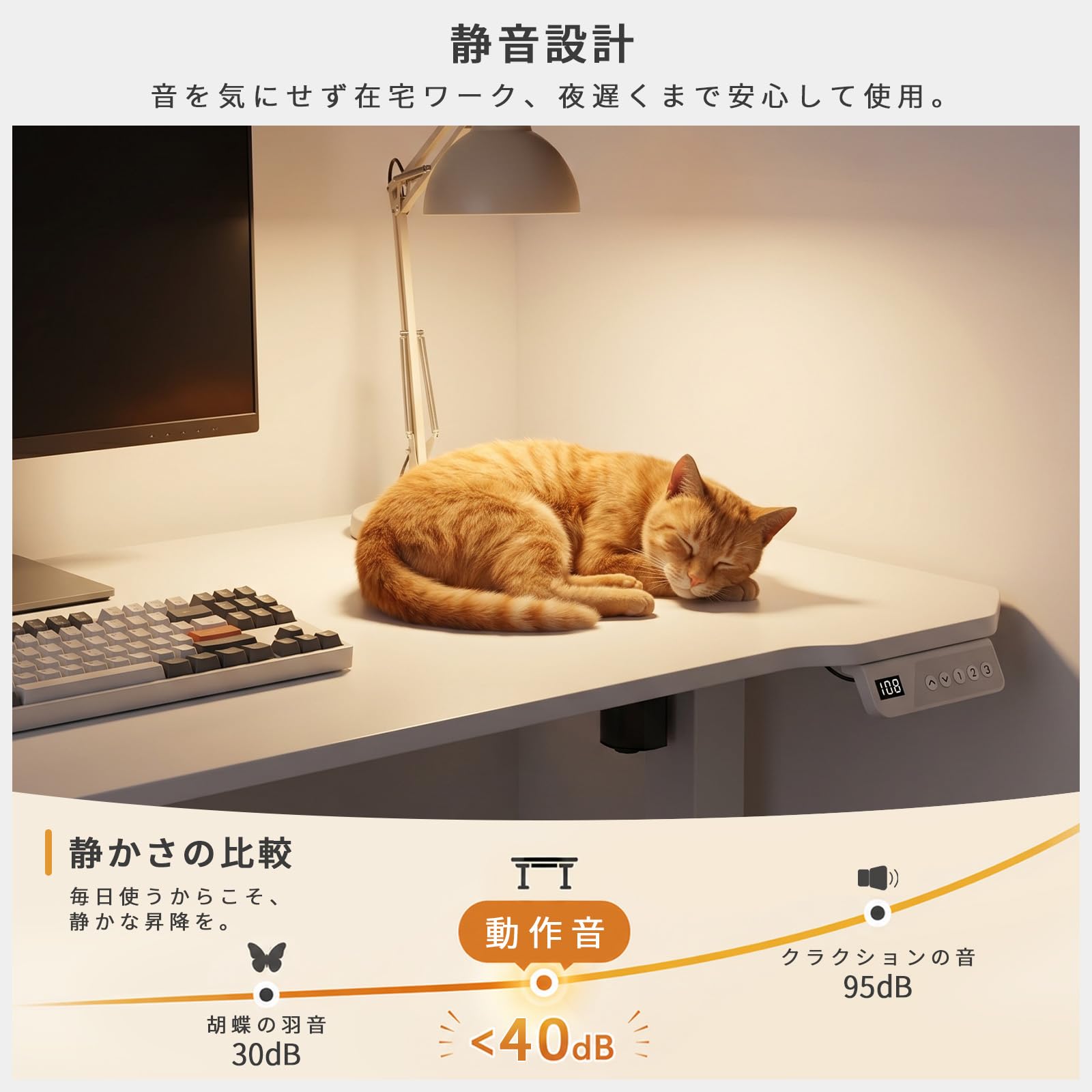 Amazon | 「電動昇降 無段階高さ調節」MoonMeguri 昇降デスク 幅120