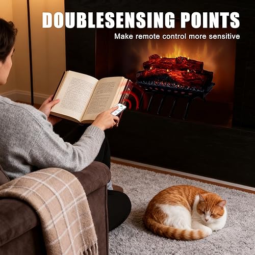 Miniatura 6 de Troncos de chimenea eléctrica con efecto de llama realista, luz LED de llama, alimentada por USB, chimenea eléctrica, control remoto, colocación de