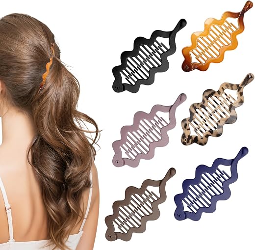 6 Pieces Banana Clips for Hair, Large Hair Clips for Women with Thick or Curly Hair, Styling Accessories for Regular and S...