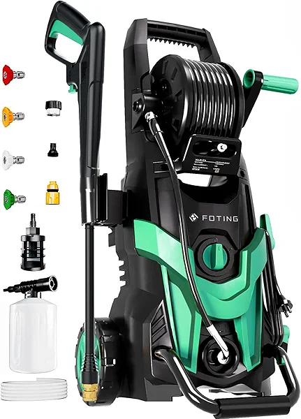 2025New Pressure Power Washer 4500PSI with 4 Quick Connect Nozzles,Inlet Hose & Filter, Foam Cannon for Cars/Fences/Driveways/Patios/Home Cleaning(Navy Blue)