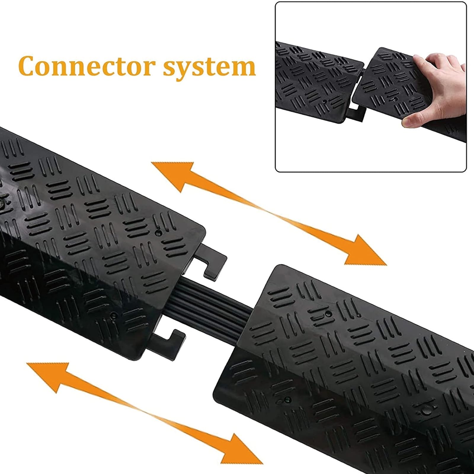 100x27.5x3.5 cm, Protector De Cable/Pasacable De Plástico 1 Pieza 1 Vía Canaleta Pasacables De Suelo Canal Protector De Cables De Capacidad Máxima De Carga 1350 Kg/Eje