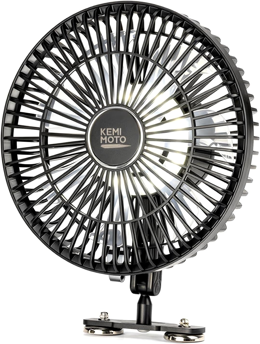 KEMIMOTO 8-Inch Magnetic Golf Cart Fan with Reinforced Metal Ball Joint, 3 Light Modes & 6-Speed, Magnetic Fan for Golf Cart, Forklift, Compatible with EZGO RXV, Club Car,1 Pack