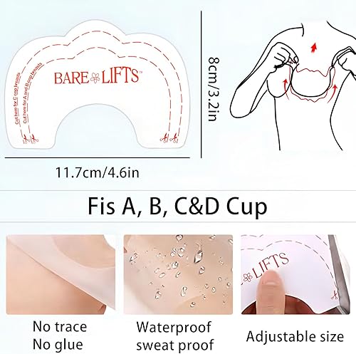 Miniatura 5 de 10 cintas adhesivas para pechos, cinta de levantamiento de senos para senos grandes, cinta invisible para copa A-D, Transparente