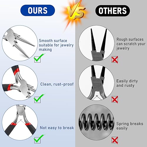 Miniatura 6 de Alicates de punta redonda, cortadores de alambre pequeños para manualidades, herramientas de fabricación de joyas, alicates de cuentas, herramientas
