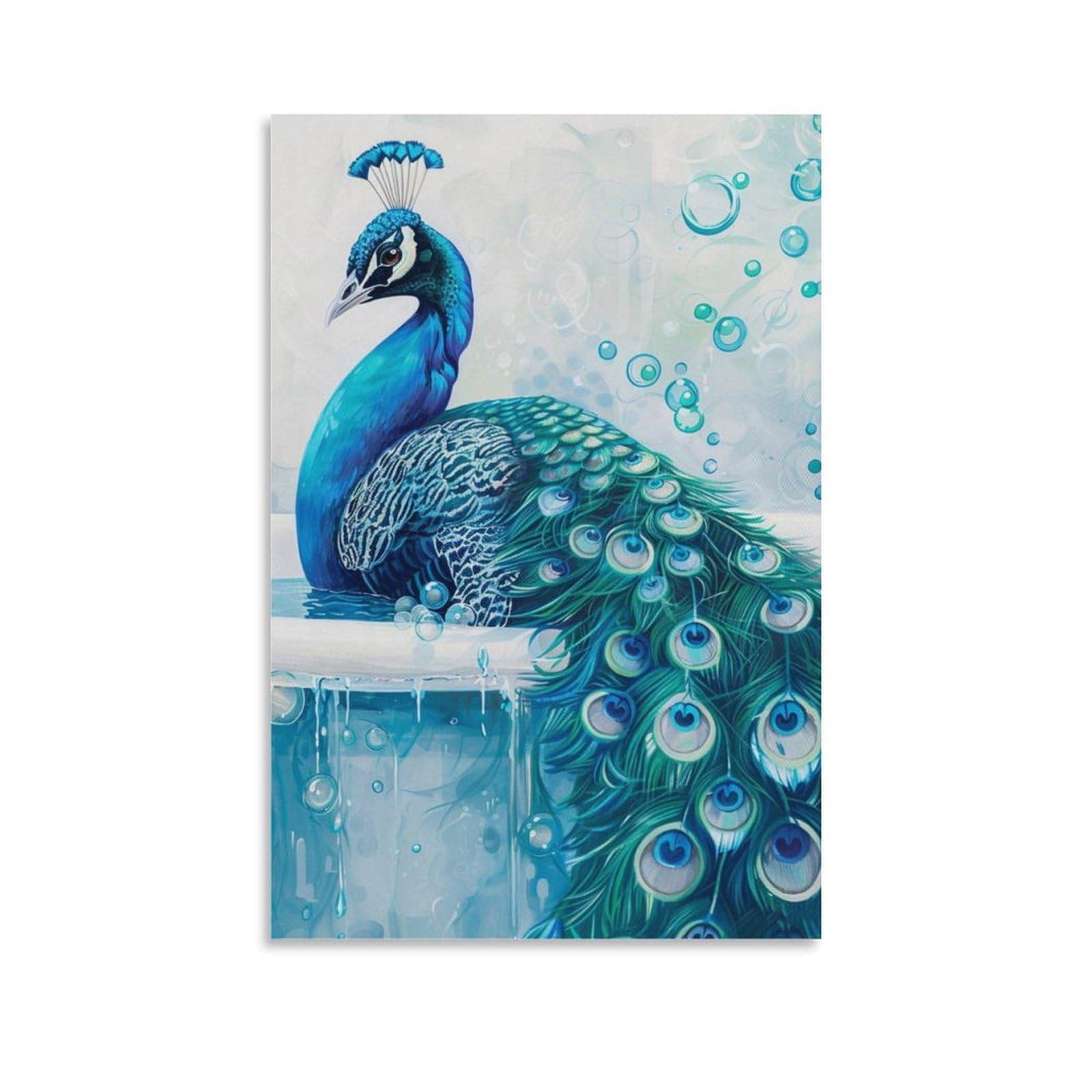 Peacocks Bubble Elegant Bird Animals Bathroom Poster Canvas Wall Art Posters & Prints Painting for Bedroom Classroom Dorm Living Room Aesthetic Decor