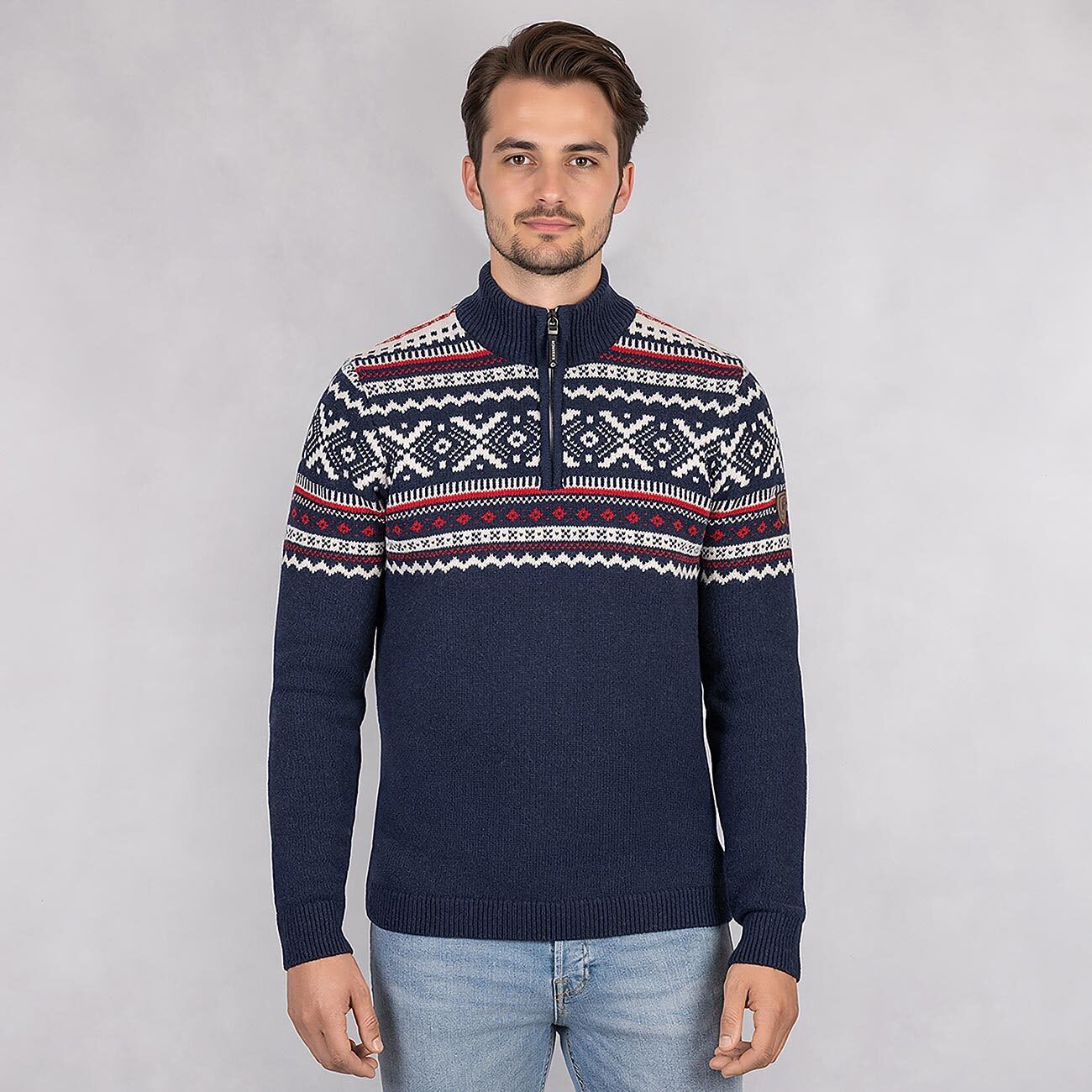Giesswein Norweger Pullover Herren Zip - Norweger Pullover Herren Zip | Feinste Merino-Lammwolle mit halblangem Reißverschluss – warmer Wollpullover für kalte Wintertage