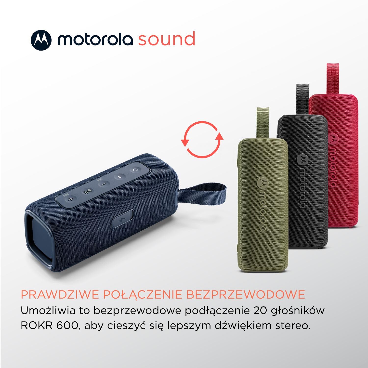 Motorola Sound ROKR 600 Głośnik bezprzewodowy Bluetooth – mocny dźwięk 30 W, wodoodporność i pyłoszczelność, 6 godzin odtwarzania, kolor niebieski