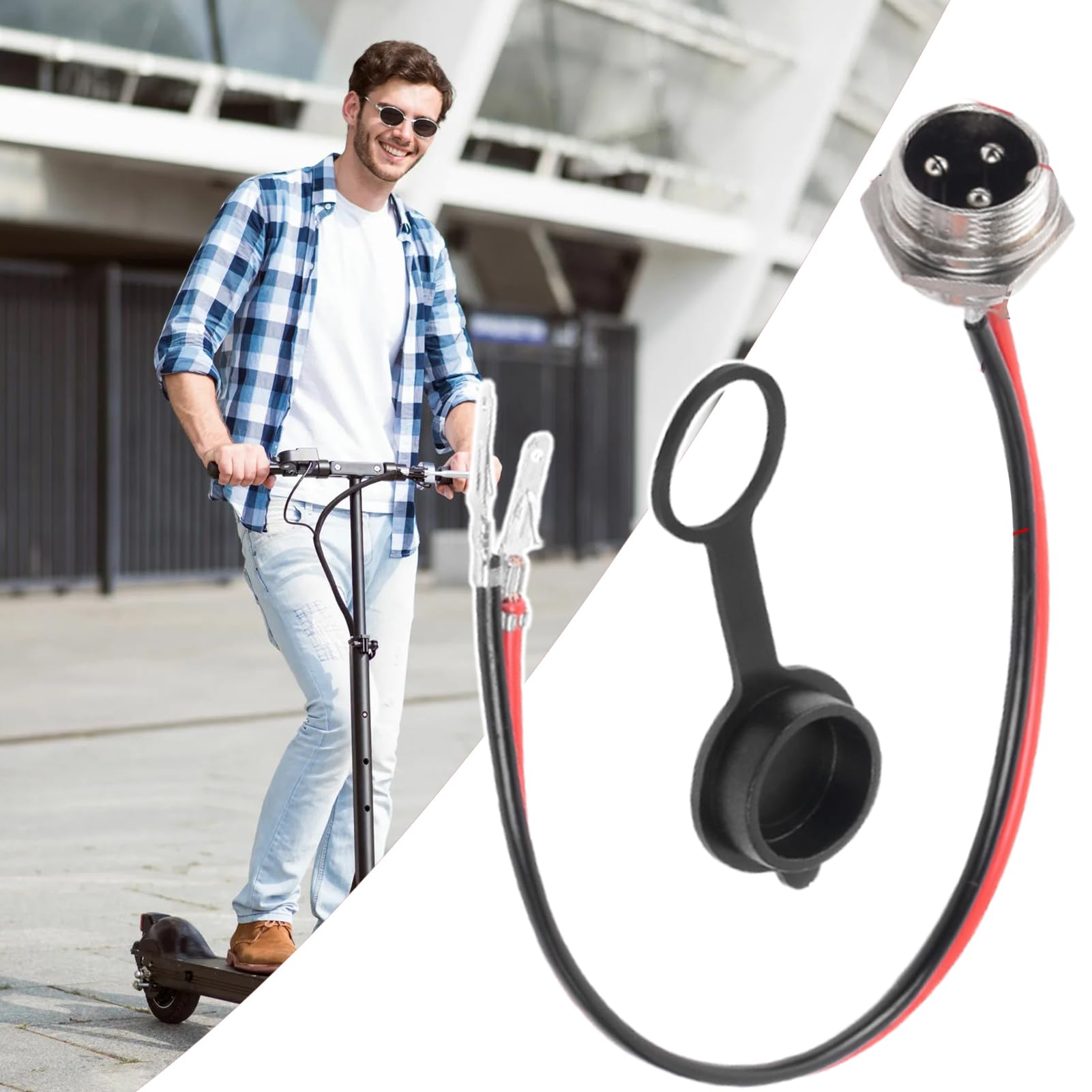 Porta di ricarica scooter presa legata adattatore sigillato a prova di polvere Tappo aviazione rotondo 3 pin per caricabatterie veicoli elettrici