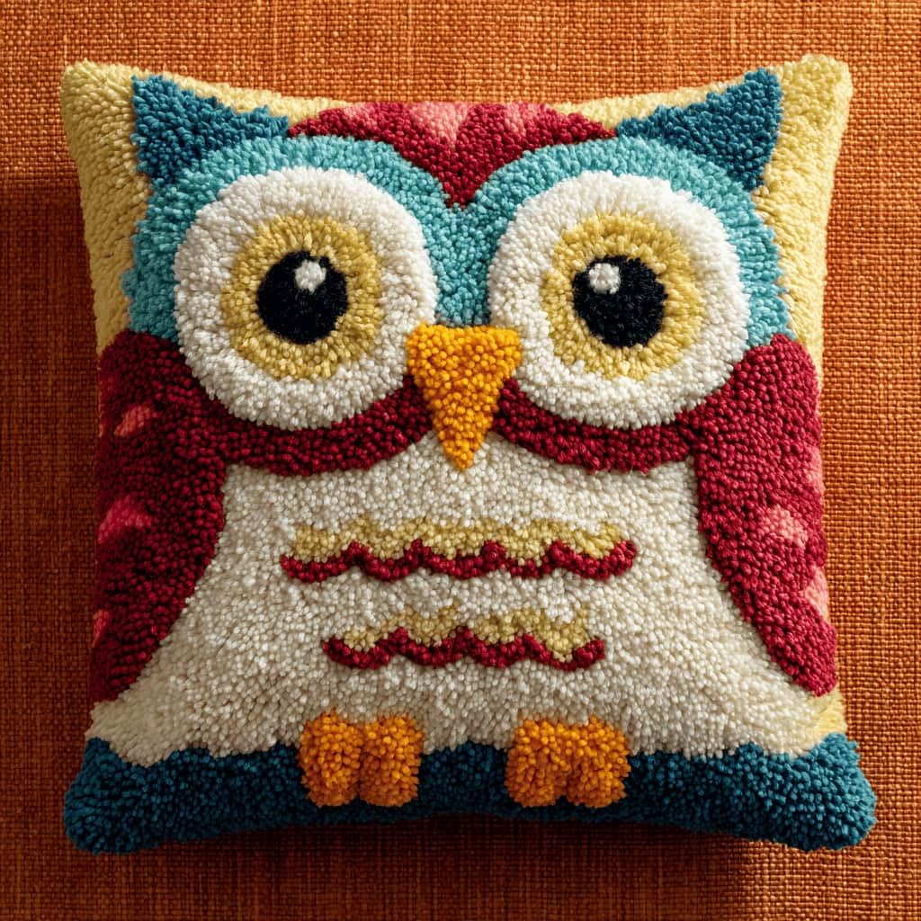 Kitquiver Beginner Latch Hook Cushion Kit,Owl Decor Pillow Cover 43X43Cm