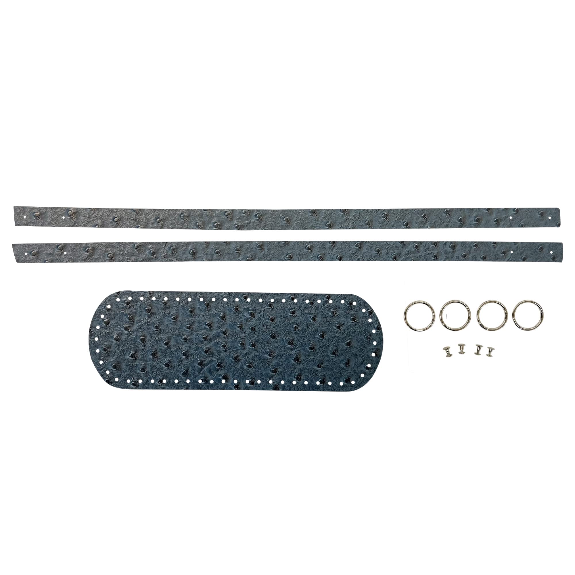 TRICOT CAFÈ Kit Realizzazione Borse Fai Da Te - Fondo In Ecopelle Blu Con Manici E Anelli Per Uncinetto - Foto 9