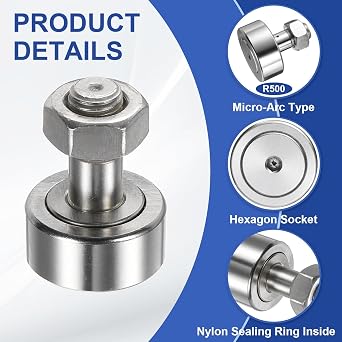 uxcell 3Pcs Cam Follower Track Runner Bearings CF10-1/KRV26 X Needle Roller Stud Track Bearing, 26mm Roller Diameter, M10 Stud Type for Machine Tool Guide Rail (Hexagon Socket)