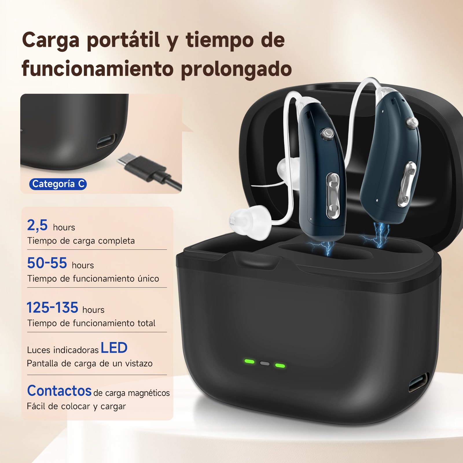 Britzgo Dispositivo de Audio, 16 Canales con Reducción de Ruido, Carga Portátil con Estuche, Tubo Invisible, Pack Doble