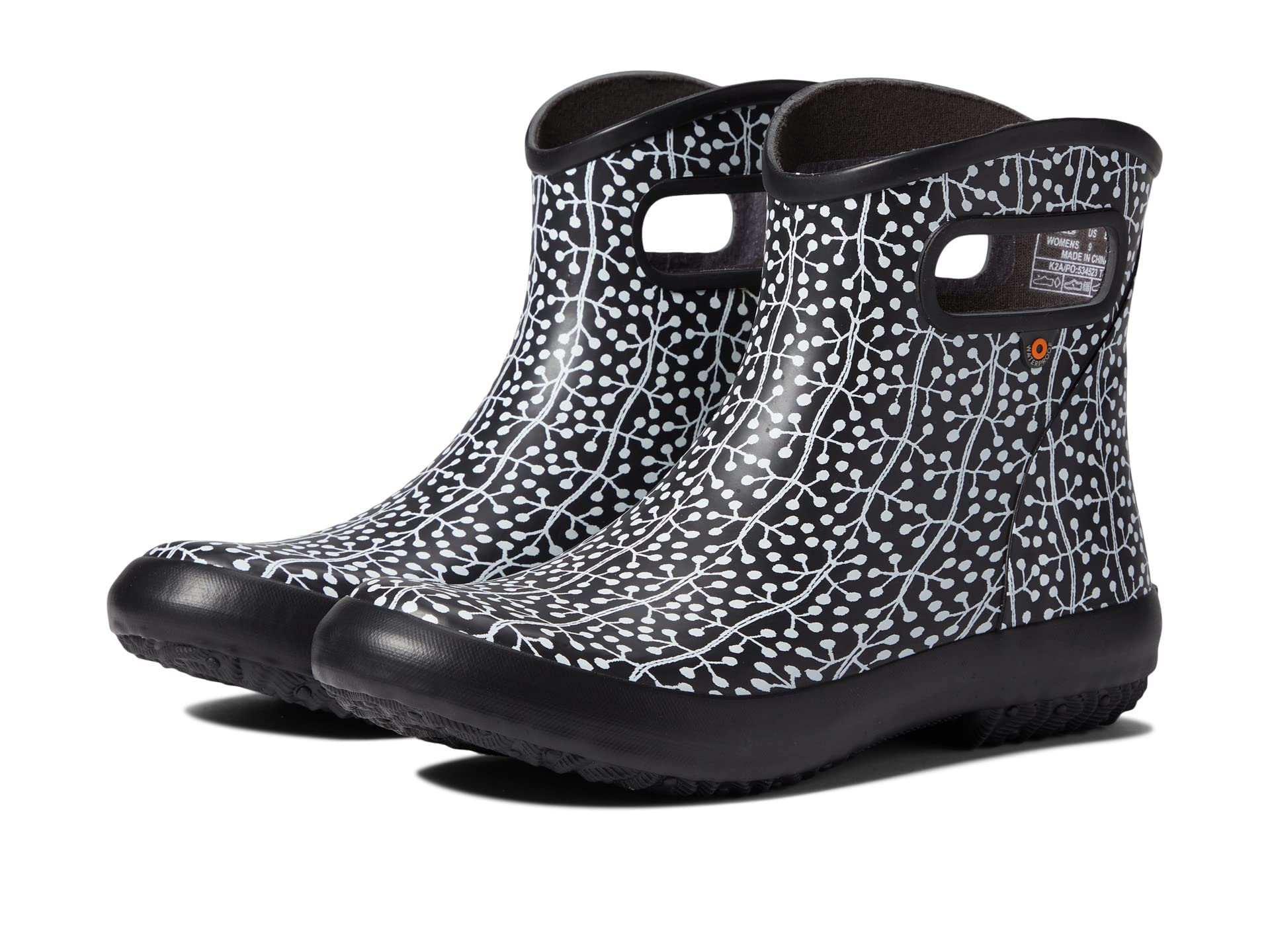BOGS Womens Patch Ankle Boot Rain, Madhukar Print-Black, 7