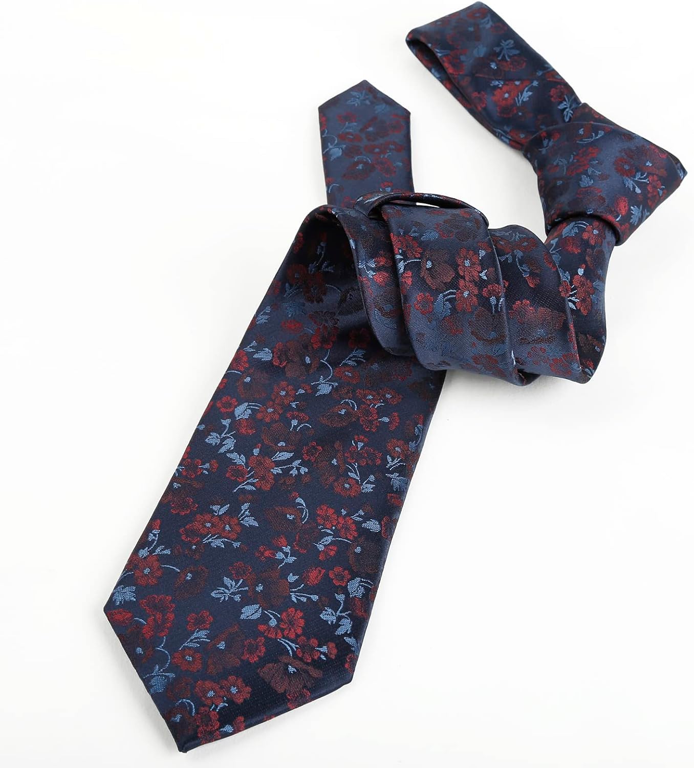 Alizeal Mens 3.15inches Flower Patterned Tie with Floral Printed Pocket Square - Image 3