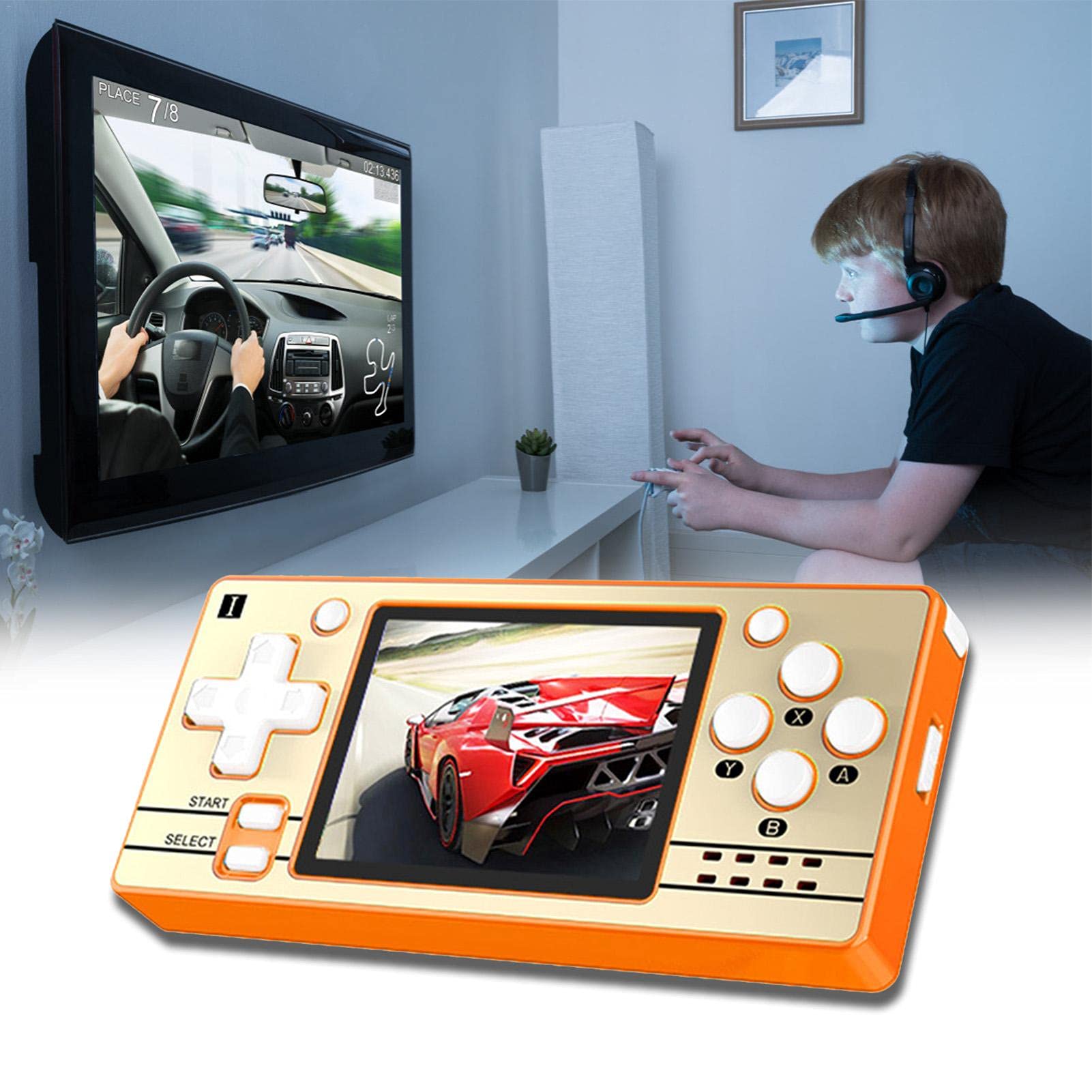 Q20 Console di Gioco Portatile, 5000 Giochi integrati (64 GB), Console per Videogiochi retrò con Schermo da 2,4 Pollici Portatile, Lettore di Giochi con Sistema Linux Open Source Portatile