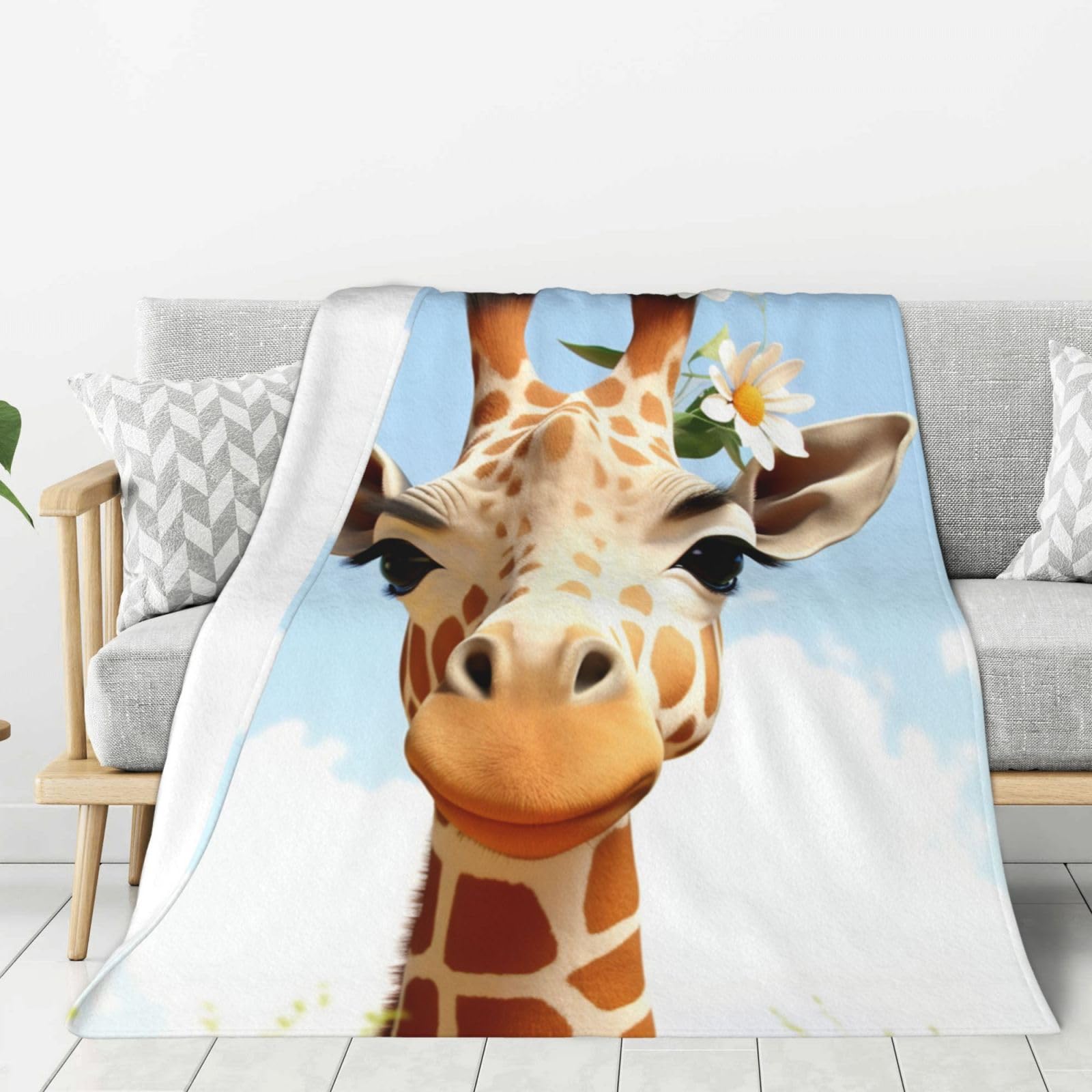 Giraffe Throw Blanket Plush Flannel Fleece Blanket, Soft Lightweight Cozy Blankets 80"X60" for Bed Couch Sofa Travel