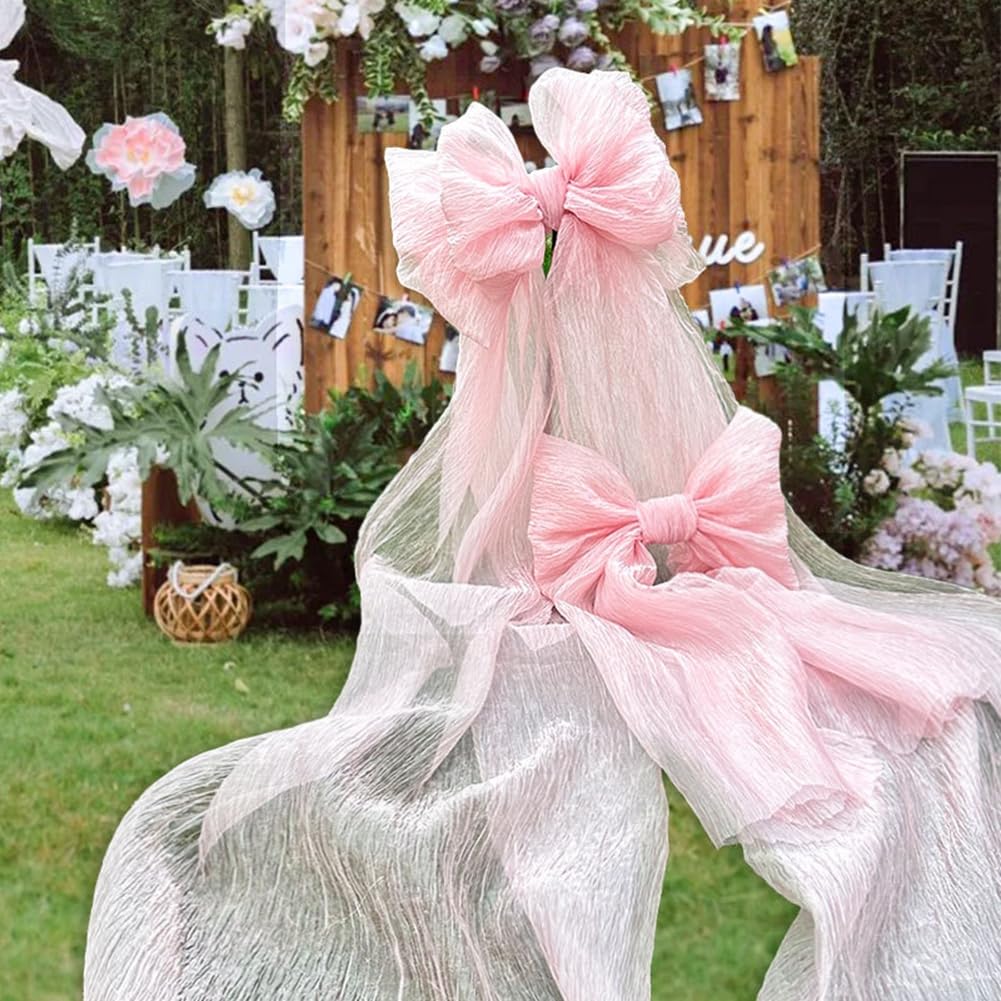 Riesige Schleifendekoration große Rosa Hochzeitsschleife Plissierte Schleife Dekoschleifen für Hochzeit, Verlobung, Junggesellinnenabschied, Babyparty, Hintergrunddekoration 47cm*180cm