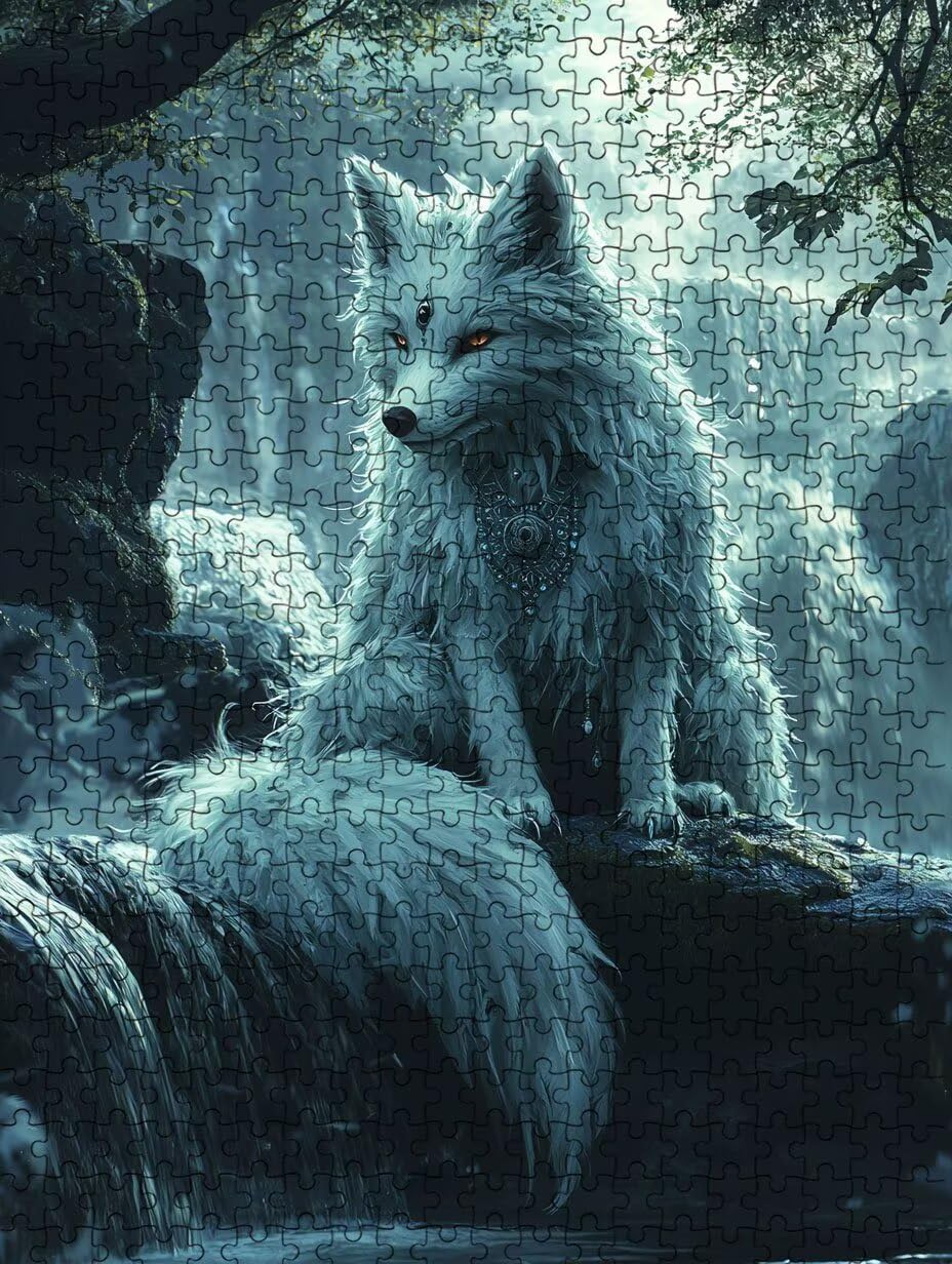 Puzzle 1000 Pièces, Animaux Loup Blanc Puzzle Adulte 1000, Impossible Classique Jigsaw, Jigsaws en Bois, Familial Puzzles Jeu de, pour Jeu Éducatif Défi Jouets, Décoration Murale Cadeau BXHZW5-20