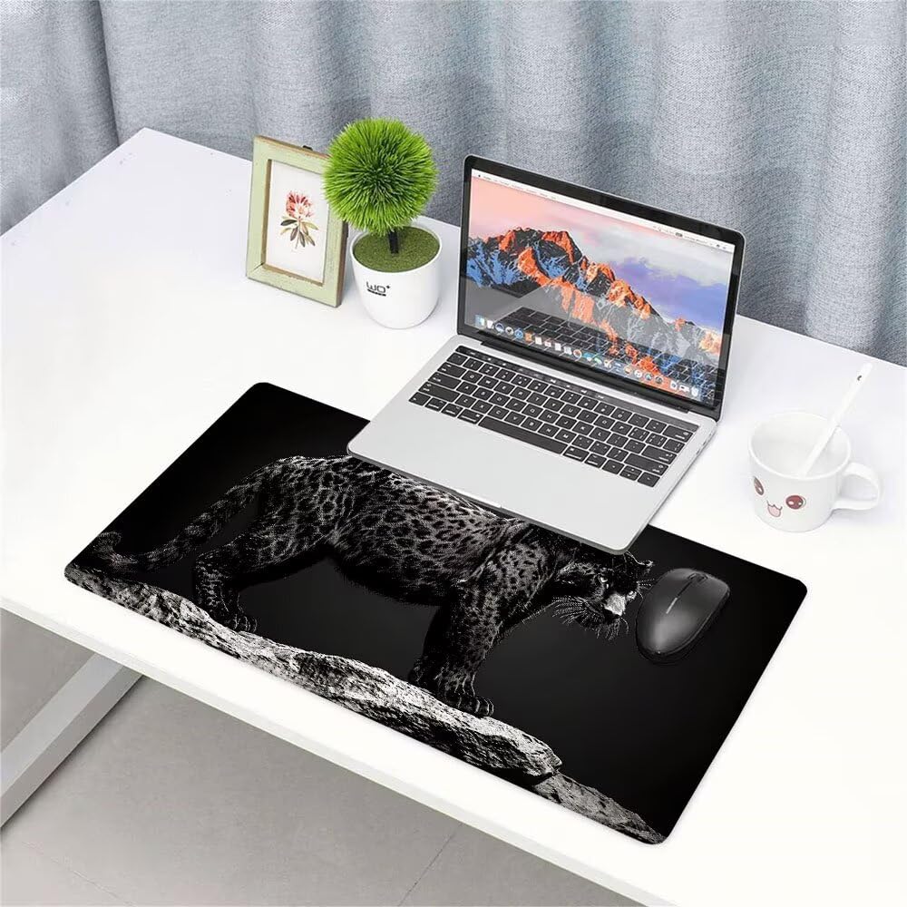 Alfombrilla de Mouse para Juegos, Nero, XXL, Antideslizante, Impermeable, Diseño de Leopardo, Extendido, Grande, 1200x600x3mm, para PC, Laptop, Ufficio, Famiglia d-292