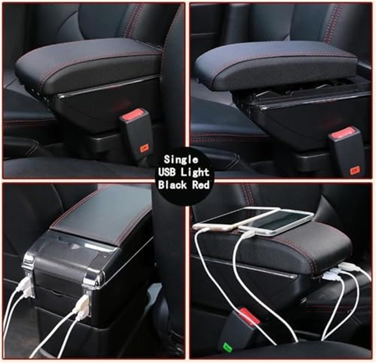 Ergonomiczne podparcie ramion kierowcy Schowek, dla Forda Focusa, dla podłokietnika dla Mk1 Zawartość sklepu centralnego, dla siedzenia z uchwytem na kubek USB(BLACK D Gray)