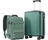 COOLIFE Cabin Suitcase 55X40X20cm + 20L Cabin Backpack(40X25X20cm) for Ryanair & EasyJet, ABS Hard Shell Lightweight, 4 Dual Wheels & TSA Lock - for Europe, Business, Study Abroad | Carry On Suitcase