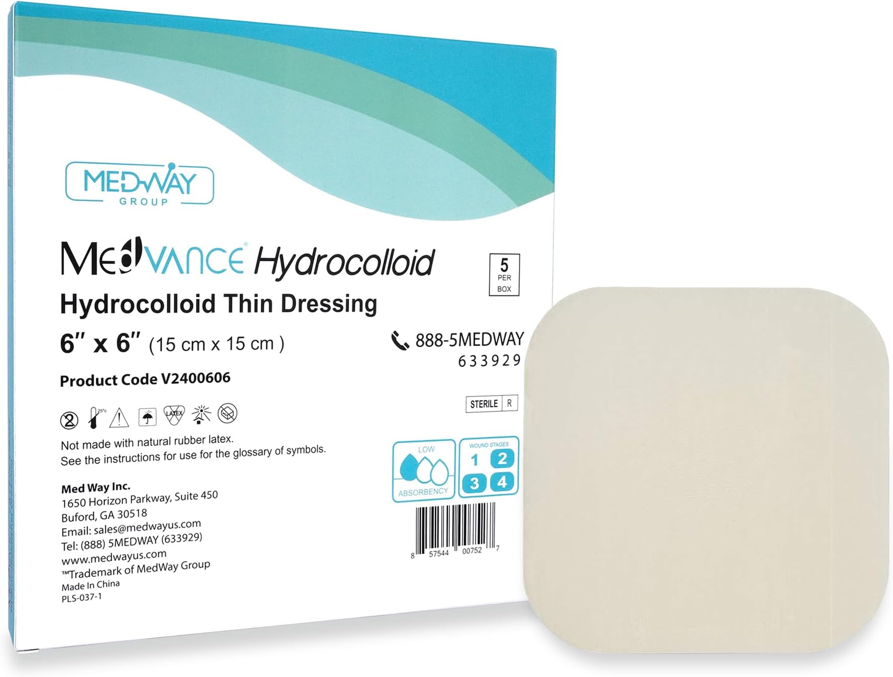 MedVance Hydrocolloid – Hydrocolloid Adhesive Thin Dressing 6"X 6" Box of 5 Dressing