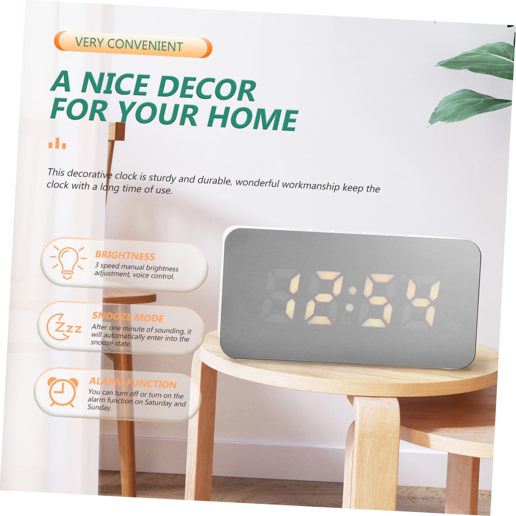 ABOOFAN LED Digitaluhr Wecker für Zuhause mit Großem Zahlenanzeige Weiß