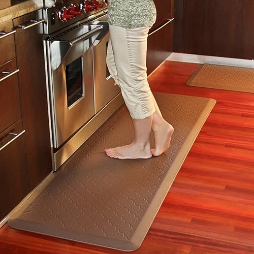 Miniatura 2 de WellnessMats Tapete de cocina con diseño de enrejado antifatiga, 72 x 24 pulgadas, marrón