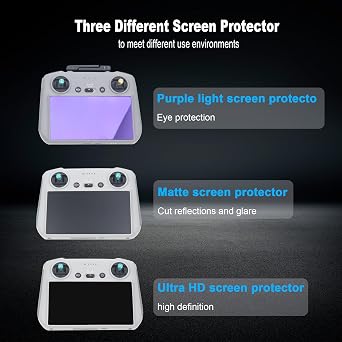 3 Pack HD Tempered Glass Screen Protector for DJI RC/RC 2 | Matte Anti-Glare Film for Mini 5/4/3 Pro,Mavic 3,Air 3/3S Remote Controller Accessories