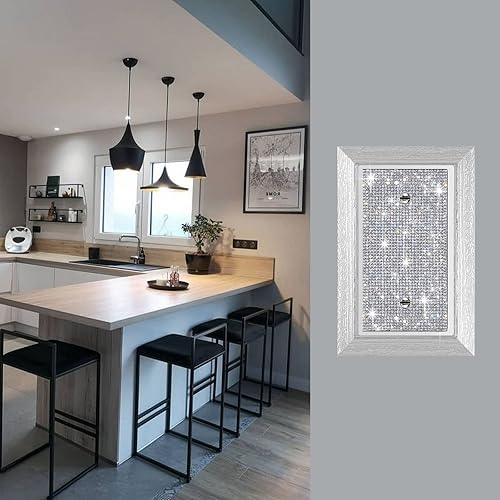 Miniatura 3 de Placa de pared con diamantes de imitación plateados brillantes plateados, placa de cubierta de interruptor de luz, cubierta de enchufe de grano de