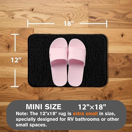 Miniatura 2 de Alfombra de baño pequeña de 12 x 18 pulgadas, lavable y absorbente, antideslizante, alfombra de baño de felpilla gruesa y suave para baño, ducha,