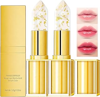 2 lápices labiales que cambian de color a pru...