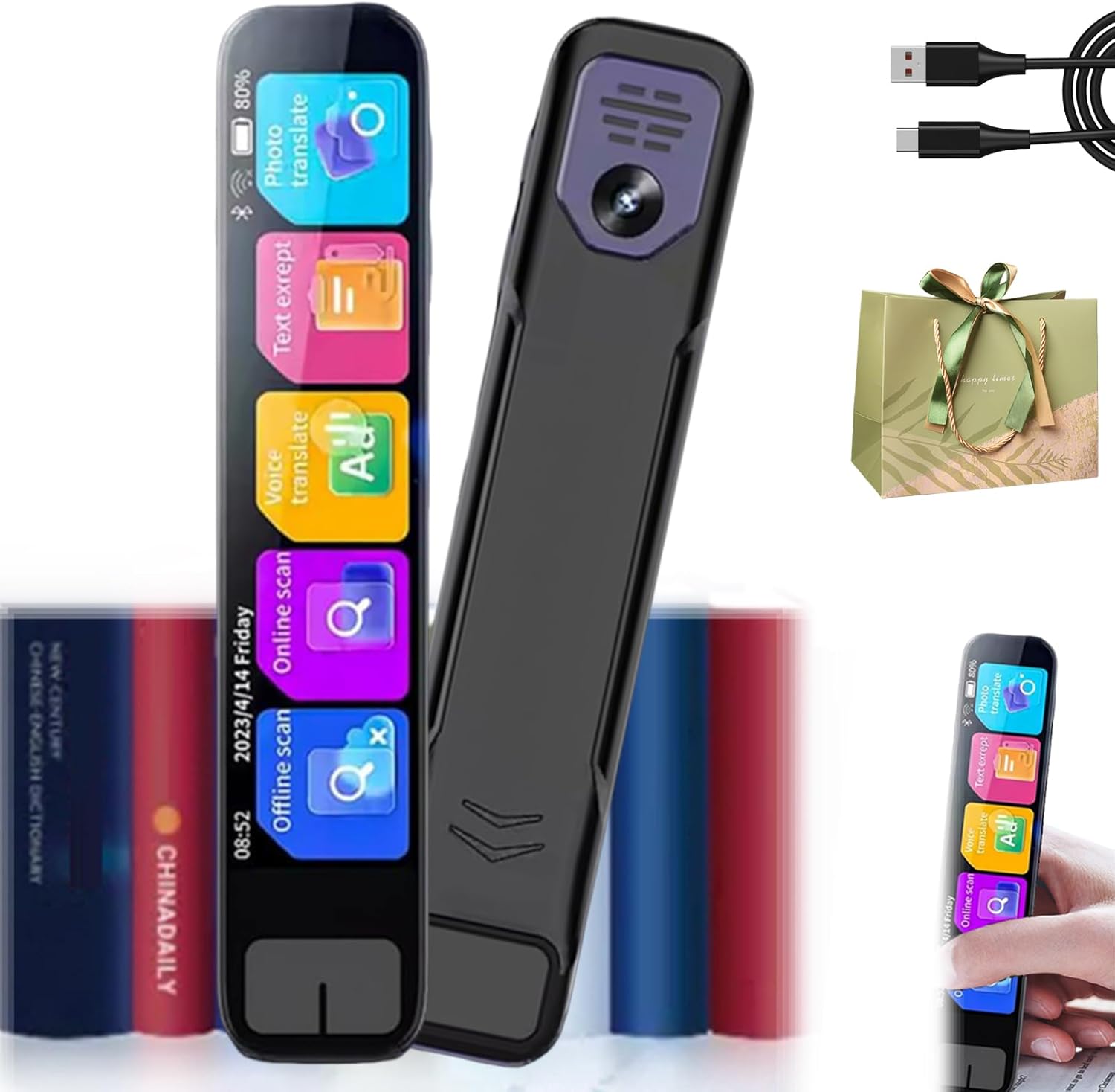 Chat Gpt Pen – Ai Scanning Smart Pen – Ai Smart Pen for Real-Time Translation – Handheld Scanner Translator – Text Scanner & 60+ Offline Translations with HD Touchscreen