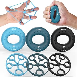 FUNFLEX Griffkraft Trainer Set Unterarmtrainer Handtrainer Fingertrainer Fingerstrecker Finger Grifftrainer – Grip Ring Ha…