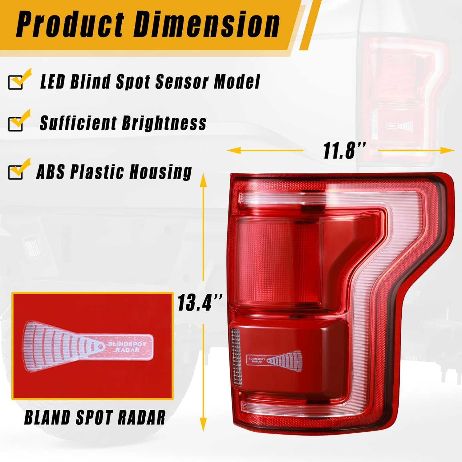 Boine LED Blind Spot Tail Light Compatible With 2015 2016 2017 Ford F150 F-150 Right Passenger Side Rear Light Brake Lamps Replace HL3Z13404D (Right Passenger Side)