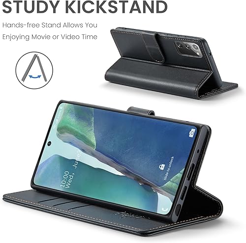 Miniatura 4 de Funda tipo cartera para Samsung Galaxy Note 20 5G con bloqueo RFID, soporte para tarjetas de crédito, de piel sintética, función atril, a prueba de