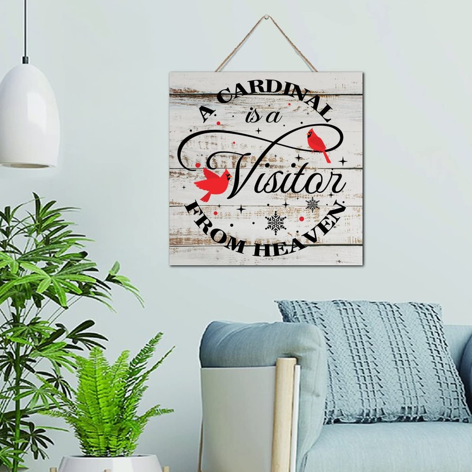 Plaque en bois Cardinal Is A Visitor From Heaven souvenir mémoriel